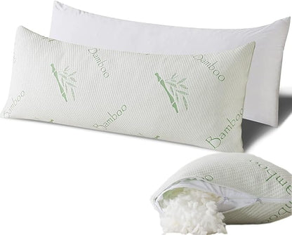 Full Body Pillow for Adults Shredded Memory Foam Long Pillow for Sleeping with Removable Cover Firm Hug Pillows for Side and Back Sleepers 20x54