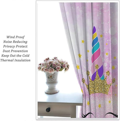 Kids Unicorn Curtains Kids Girls Boys Rainbow Unicorn Pattern Blackout Curtains Bedroom Curtains 63x72 Inches 2 Panels