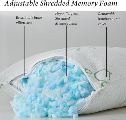 Body Pillow for Adults Shredded Memory Foam Long Full Body Pillow for Sleeping with Breathable Cover Firm Hug Large Pillows for Side/Back Sleepers 20x54
