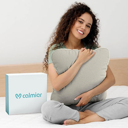 Calmier - 9 lb Sensory Weighted Pillow - Glass Bead Filled Hug Pillow - Ultra Plush Cozy Weighted Pillows for Adults and Kids - Child Sensory Pillow - Weighted Lap Pad (Tan - Fleece, 9 LBS)