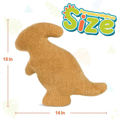 Dino Nugget Pillow, Dinosaur Chicken Nuggets Plush, Dinosaur Stuffed Animals Funny Gifts for Teen Boys Girls, Fun Pillow is Cute Dinosaur Gift for Kids (Small, Parasaurolophus)
