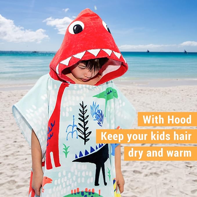 Kids Hooded Towel Bath Beach Soft Cotton Towels Boys Absorbent Pool Wrap with Hood Baby Toddler Poncho Robe(Astronaut,3-4Years/Height:33"-43")