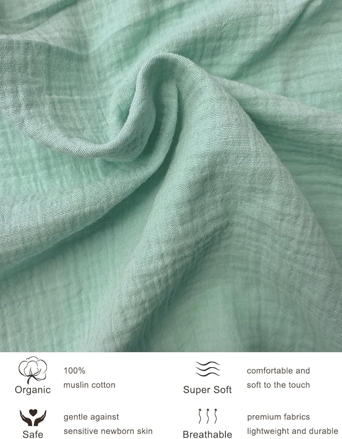 Light Blue Bassinet Mattress Sheets Boy, Muslin Bassinet Sheet 32"x16" for Rectangle, Oval, Hourglass Bassinet Mattress, Moses Basket Sheets (46B-05)
