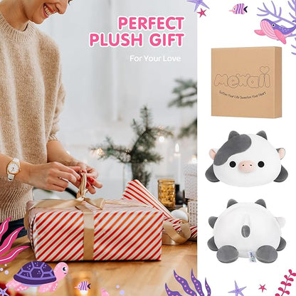 Cute Cow Plush Pillow, Kawaii Plushies White Cow Stuffed Toys, Squishy Plushies, Cuddle Plush Pillow for Boys & Girls