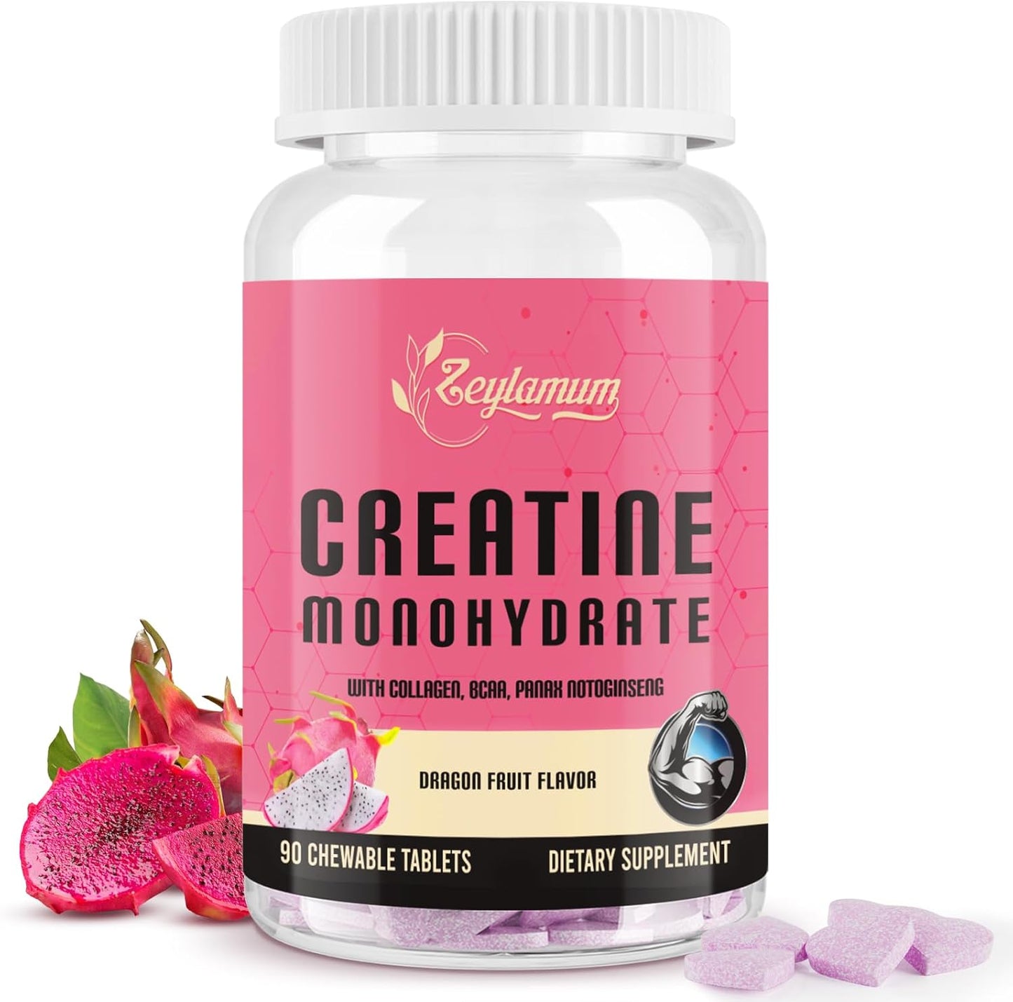 Creatine for Women | with Hydrolyzed Collagen, BCAA | 3g Creatine Chews for Women Booty Gain, Lean Muscles, Recovery & Energy, Vegan, Sugar Free Creatine, Powder Alternative, 30 Servings
