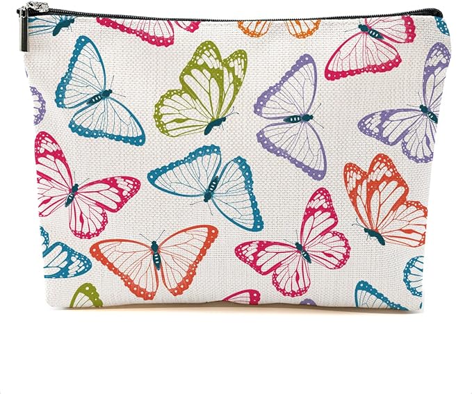 Colorful Butterfly Makeup Bag Cosmetic Bag Butterfly Gifts for Women Girls Friend Bestie Daughter Butterflies Lovers Gifts Travel Organizer Zipper Pouch Graduation Birthday Friendship Gifts