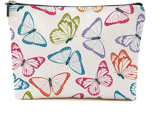 Colorful Butterfly Makeup Bag Cosmetic Bag Butterfly Gifts for Women Girls Friend Bestie Daughter Butterflies Lovers Gifts Travel Organizer Zipper Pouch Graduation Birthday Friendship Gifts