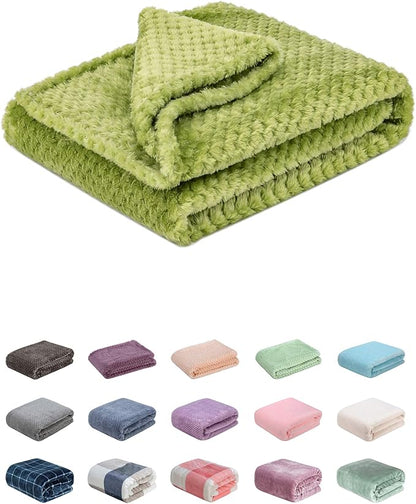 Fuzzy Blanket or Fluffy Blanket for Baby, Soft Warm Cozy Coral Fleece Toddler, Infant or Newborn Receiving Blanket for Crib, Stroller, Travel, Decorative (28Wx40L, XS-Avocado)