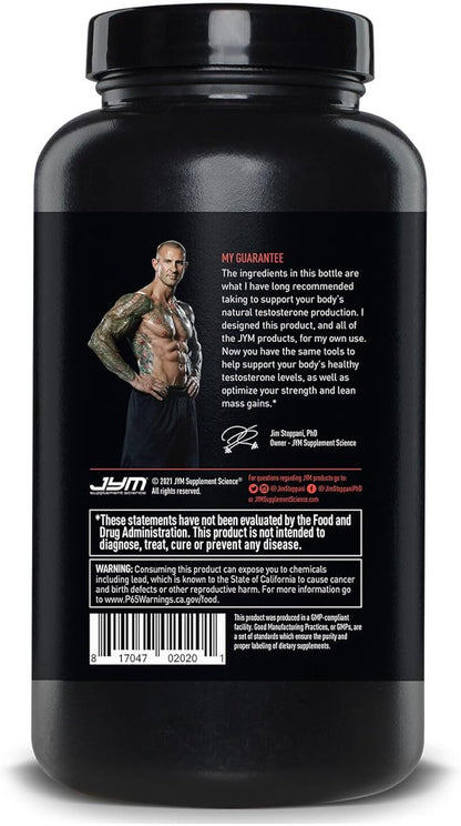 Alpha JYM Testosterone Support | Male Vitality, Hormone Optimization, Ashwagandha, Fenugreek, Eurycoma, Damiana, Quercetin, DIM | JYM Supplemental Science | 180 Vegetarian Capsules