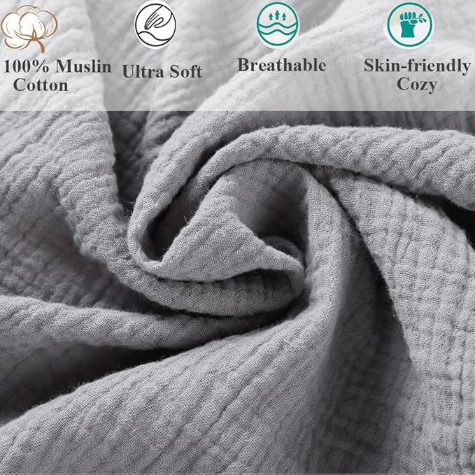 Muslin Bassinet Sheet Compatible with Mika Micky Bedside Sleeper 2 Pack Cotton Stylish Boho Fitted Bassinet Sheets Super Soft for Baby Grey & Pink