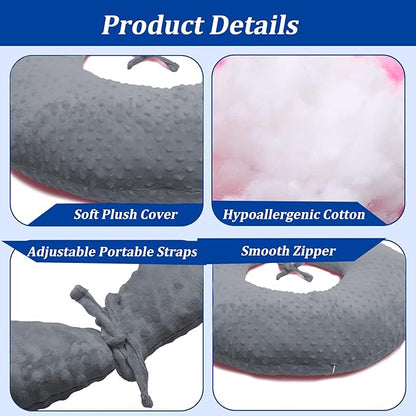BBL Pillow After Surgery for Butt Sleeping, Brazilian Butt Lift Pillow Post Surgery Recovery for Sitting Sleeping Driving Donut Pillow for Woman Lumbar Back Cushion Seat Foam (Grey)