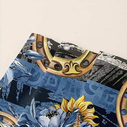 AILONEN Running Horse Shower Curtain for Kids,Blue Rose Sunflower Horse Bath Curtain for Bathroom Decor,Modern Curtain Polyester Waterproof with 12 Plastic Hooks 72" W*84" H