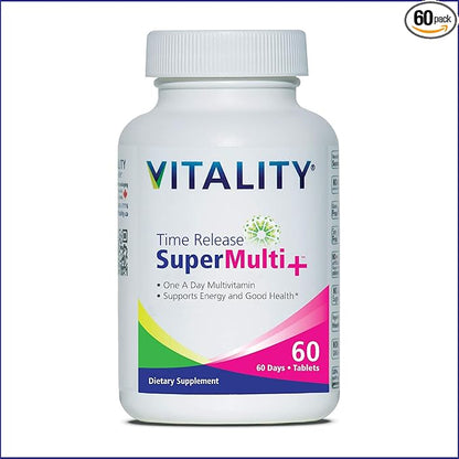 VITALITY Time Release Super Multi+ | Multivitamin | Supports Healthy Hair, Skin and Nails | 60 Tablets