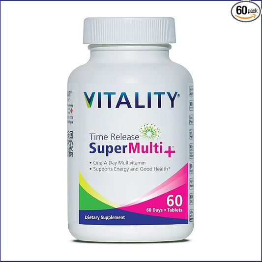 VITALITY Time Release Super Multi+ | Multivitamin | Supports Healthy Hair, Skin and Nails | 60 Tablets