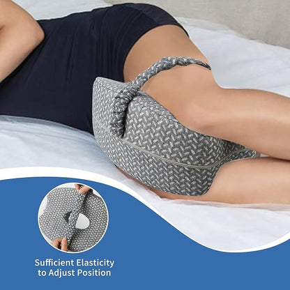 Knee Pillow for Side Sleepers, Knee Pillow - Soothing Pain Relief for Sciatica, Back, HIPS, Knees, Joints Pain, Memory Foam Leg Pillow Pregnancy Pillow Removable and Washable Cover (Grey)