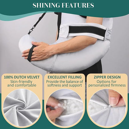 HARBOREST Shoulder Surgery Pillow with Straps & Pocket - Shoulder Pillow for Shoulder Pain, Rotator Cuff Pillow for Sleeping or Sitting, Shoulder Relief Pillow (Light Grey)