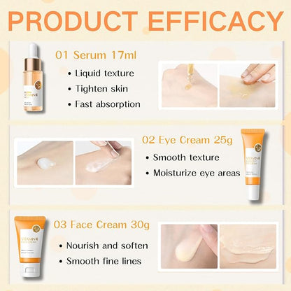 Skincare Kit Vitamin C Girls Gifts Mom Gift- Skin Care Set - Hydrating Gift Set for Women - Smoothing Skin Care for Teens 10-12 - Travel Size Face Kit with Serum,Eye Cream,Sunscreen,Face Cream（7pcs）