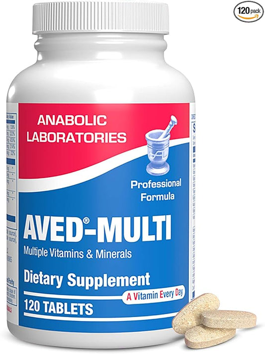 Anabolic Laboratories Daily Multivitamin for Men and Women - 120 AVED Daily Multi Vitamin and Minerals Supplement Tablets with Iron for Daily Health