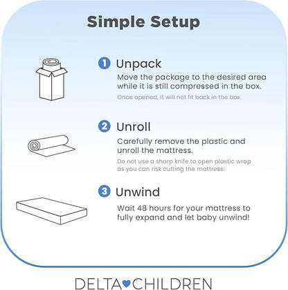 Delta Children Starlit Sky 2-Stage Crib and Toddler Mattress – GREENGUARD Gold Certified, CertiPUR-US Certified Foam, Breathable Machine Washable Cover, Waterproof Barrier, Made in USA, Blue