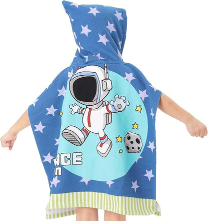 NovForth Kids Beach Towel for Boys Girls, Astronaut Hooded Bath Towel Wrap, Toddler Pool Towel with Hood