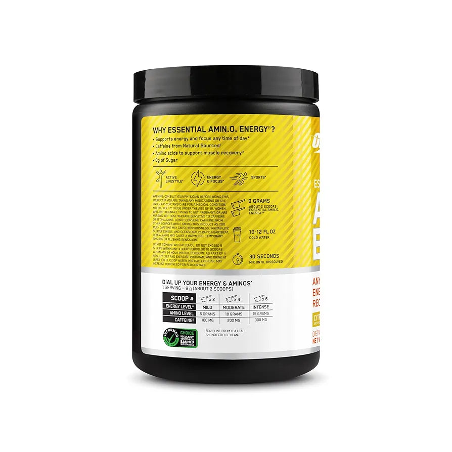 Optimum Nutrition New Flavor Amino Energy - Pre Workout with Green Tea, BCAA, Amino Acids, Keto Friendly, Green Coffee Extract, Energy Powder - Citrus Spritz, 30 Servings 