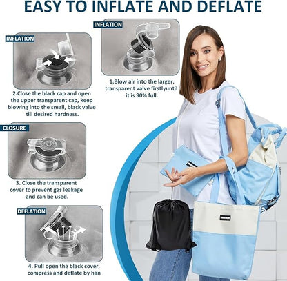 Inflatable Leg Elevation Pillow-Neck Support Pillow Lumbar Support Pillow-Leg Wedge Bed Pillow Knee Support Pillow Hip Pillow, 45 Degree Wedge Leg Bolster Pillow Fast Inflating Deflation (Grey)