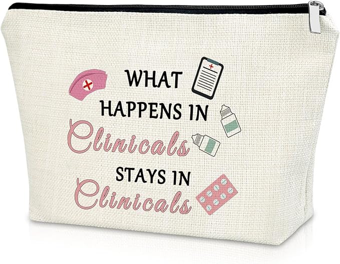Clinical Gifts Makeup Bag Funny Clinical Nurse Instructor Appreciation Gifts from Student Clinical Research Coordinator Gifts Clinical Nurse Leader Gifts Future Clinical Psychologist Cosmetic Bag