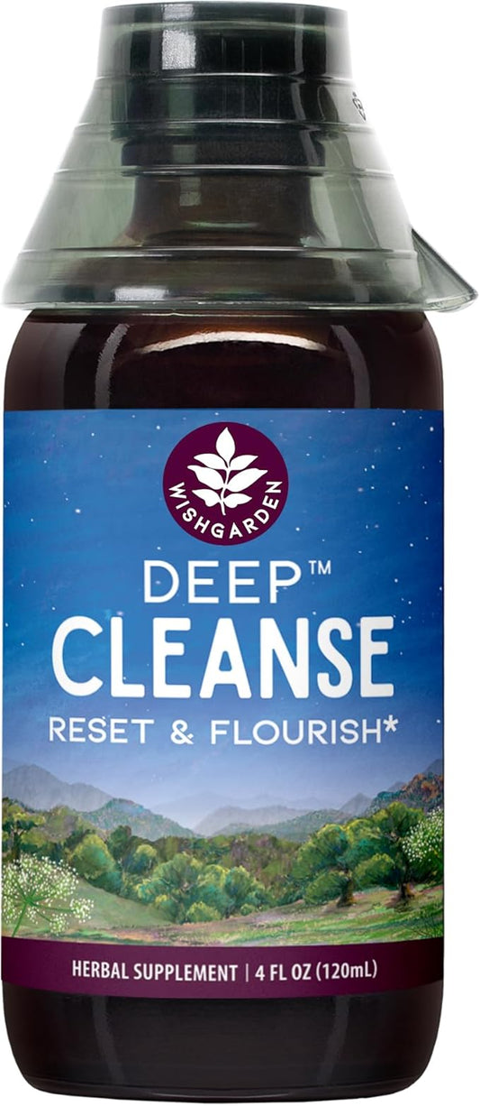WishGarden Herbs Deep Cleanse - Plant-Based Herbal Cleansing Supplement with Organic Milk Thistle Seed & Burdock Root Promotes Organ Cleansing, Supports Liver, Kidney, Lymph & Cellular Health, 4oz