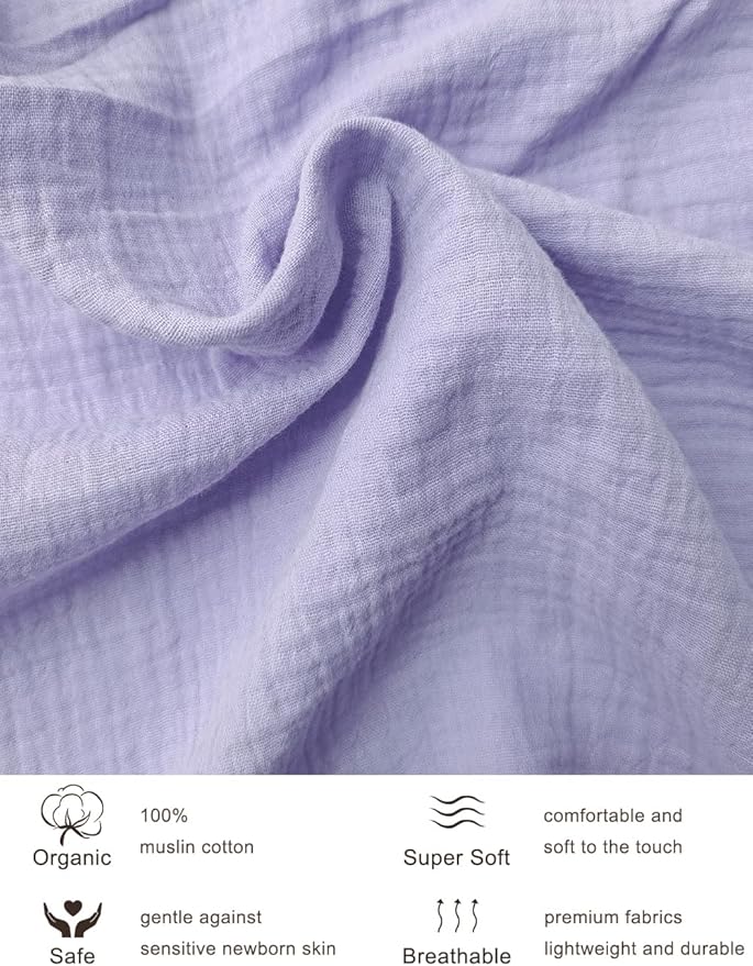 Purple Bassinet Mattress Sheets Girls, 32"x16" Muslin Bassinet Fitted Sheets for Rectangle, Oval, Hourglass Bassinet Mattress, Moses Basket Sheets (46B-02)