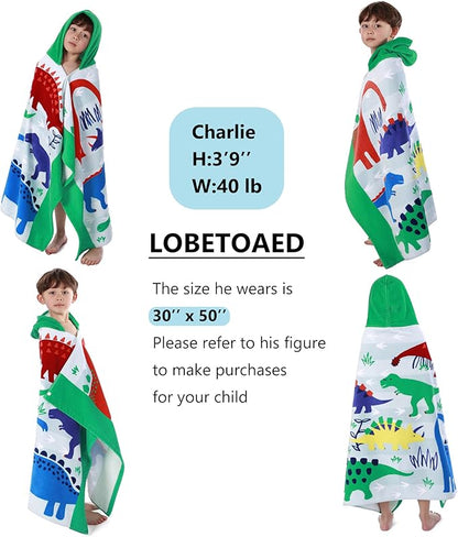 Kids Hooded Beach Bath Towel, Baby Surf Poncho Toddlers Soft Real Cotton Wrap Hooded Towels for Kids Boy Girl