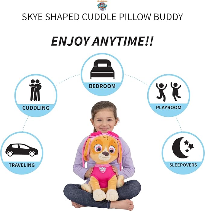 Paw Patrol Skye Kids Bedding Super Soft Plush Cuddle Pillow Buddy, One Size, (Official) Nickelodeon Product By Franco