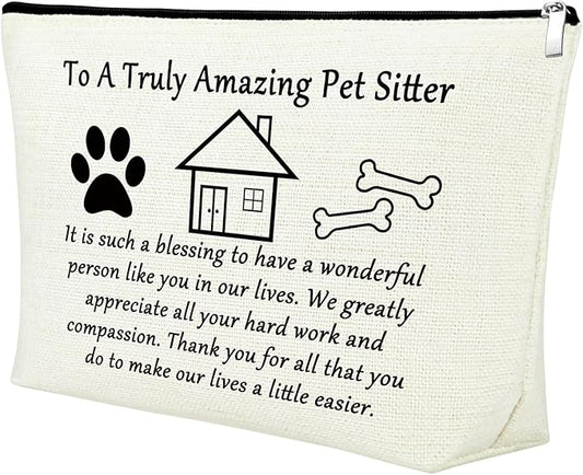 Mxrymvu Best Pet Sitter Gifts Makeup Bag Thank You Gifts for Pet Sitter Zipper Travel Pouch Dog Cosmetic Bag Dog Walker Birthday Christmas Retirement Present