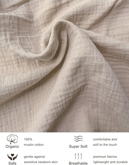 Khaki Bassinet Mattress Sheets, Muslin Bassinet Sheet 32"x16" for Rectangle, Oval, Hourglass Bassinet Mattress, Moses Basket Sheets (46B-08)