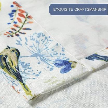 Leeva Kitchen Valance Tie Up Small Curtains and Valance for Dining Room, Delicate Tie-up Birds Pattern Valances for Windows, One Panel, 52 X 18 Inch, Blue