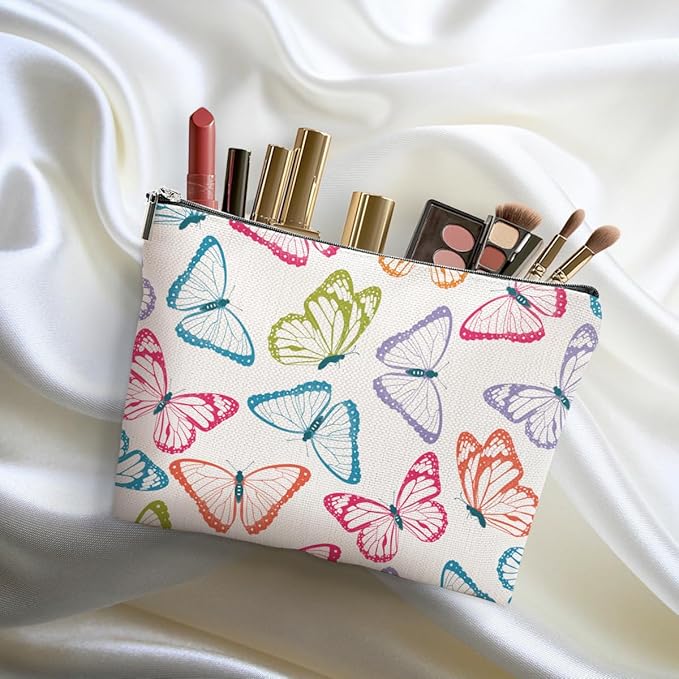 Colorful Butterfly Makeup Bag Cosmetic Bag Butterfly Gifts for Women Girls Friend Bestie Daughter Butterflies Lovers Gifts Travel Organizer Zipper Pouch Graduation Birthday Friendship Gifts