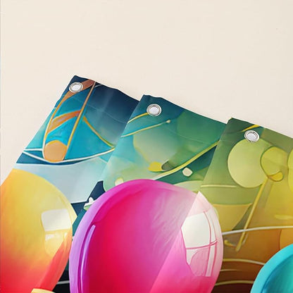 AILONEN Love Theme Shower Curtain for Bathroom, Romantic Rainbow Balloon Tie Dye Bath Curtain for Kids Girls Women,Abstract Music Black Shower Curtain Waterproof with 12 Plastic Hooks, 72" W*84" H