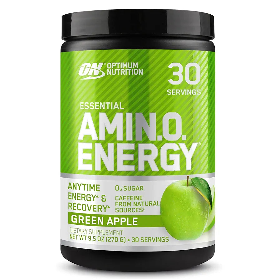 Optimum Nutrition Amino Energy - Pre Workout with Green Tea, BCAA, Amino Acids, Keto Friendly, Green Coffee Extract, Energy Powder - Green Apple, 30 Servings 