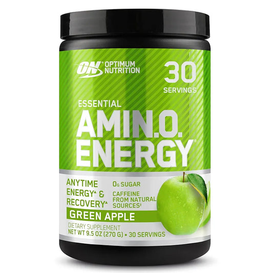 Optimum Nutrition Amino Energy - Pre Workout with Green Tea, BCAA, Amino Acids, Keto Friendly, Green Coffee Extract, Energy Powder - Green Apple, 30 Servings 