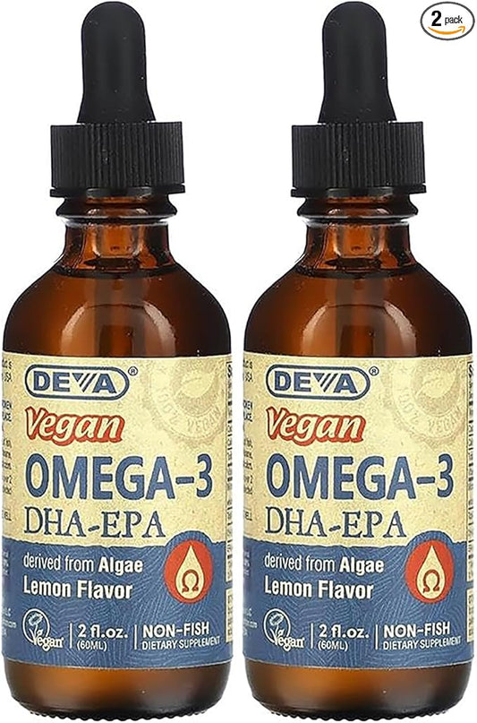 DEVA Vegan Liquid DHA-EPA (Lemon Flvr) 2 fl. Oz Liquid (Pack of 2)