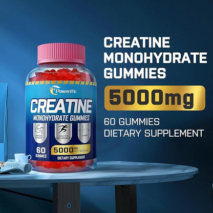 Creatine Monohydrate Gummies for Men & Women, Creatine Pre-Workout Gummies, Taurine&B6, Increase Strength, Energy & Endurance Chewable Creatine Gummy Supplements, 5g Per Serving (4 Packs)