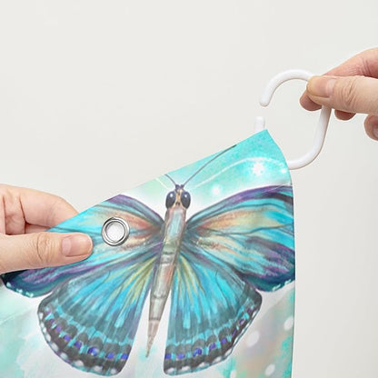 AILONEN Butterfly Shower Curtain,Rainbow Butterfly Bath Curtain,Modern Tie Dye Butterfly Art Decorative Shower Curtain with 12 Plastic Hooks (Kids/Girls/Women/Teen/) 72" W*78" H