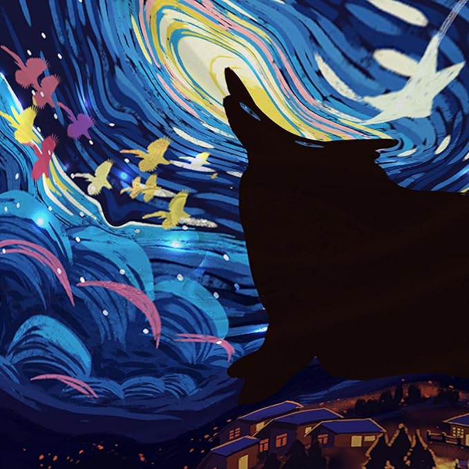 AILONEN Cartoon Black Cat Shower Curtain Set,Starry Night Bath Curtain for Kids Girls Boys,Country Style Shower Curtain,Cat Lovers Animal Shower Curtains for Bathroom Decor, 60" W*72" H
