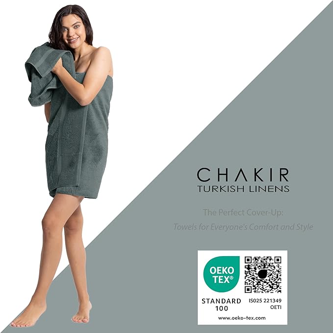 Chakir Turkish Linens |Hotel & Spa Quality 100% Cotton Premium Turkish Towels | Soft & Absorbent (Dark Gray, 6-Piece Towel Sets)