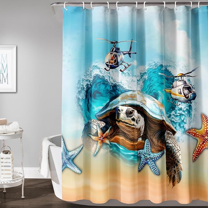 AILONEN Sea Turtle Shower Curtain for Bathroom, Ocean Beach Theme Bathroom Curtain,Tie Dye Animal Bath Curtain 36" W*72" H Polyester Waterproof Bathroom Curtain with 12 Hooks