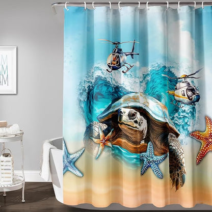 AILONEN Sea Turtle Shower Curtain for Bathroom, Ocean Beach Theme Bathroom Curtain,Tie Dye Animal Bath Curtain 48" W*72" H Polyester Waterproof Bathroom Curtain with 12 Hooks