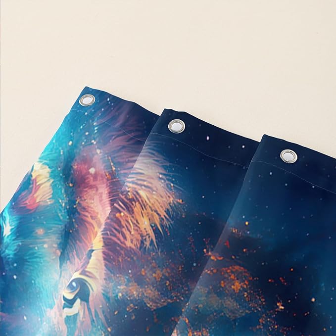 AILONEN Lion Shower Curtain for Kids Boys Teens,Galaxy Sunflower Lion Bath Curtain for Bathroom Decor,Modern Romantic Polyester Waterproof with 12 Plastic Hooks 72" W*96" H