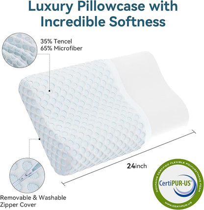 Neck Pillow Memory Foam Contour Pillow for Pain Relief Cervical Pillow for Sleeping, Orthopedic Pillow for Neck and Shoulder Pain, Ergonomic Pillow for Side Back Stomach Sleeper-Firm