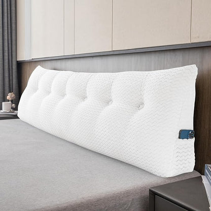 Large Bolster Triangular Headboard Wedge Backrest Positioning Support Bed Rest Reading Pillows Headboard Wedge Pillows for Day Bed Bunk Bed with Removable Cover