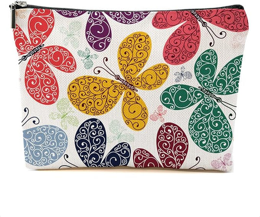 Colorful Butterfly Makeup Bag Cosmetic Bag Butterfly Gifts for Women Girls Friend Sister Daughter Butterflies Lovers Gifts Travel Organizer Zipper Pouch Graduation Birthday Friendship Gifts