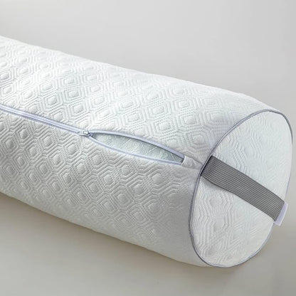 Kingnex Adjustable Roll Bolster Pillow, Under Knees for Sleeping on Back, Between Legs for Side Sleepers Shredded Cool Gel Infused Memory Foam Insert with Removable Bamboo Viscose Cover 18x6